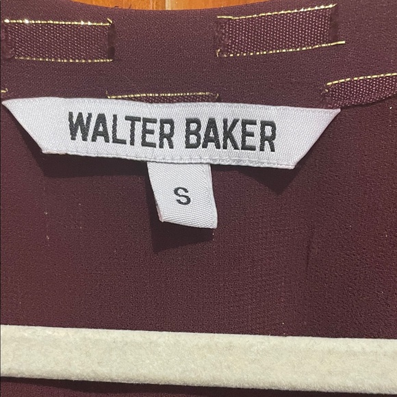Walter Baker sz s Burgundy Dress with Gold sheer wrap dress - Picture 2 of 7